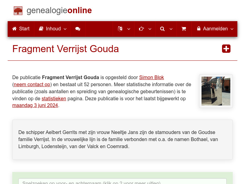 Screenshot van website