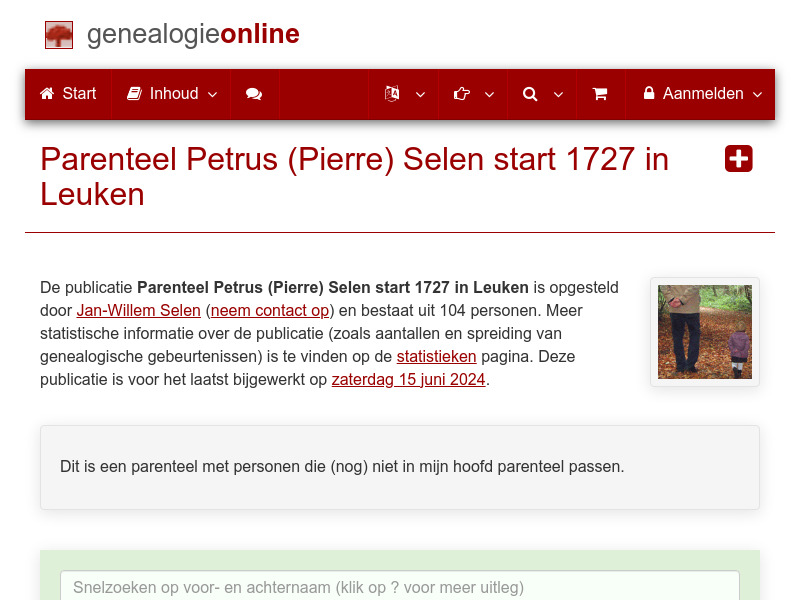 Screenshot van website