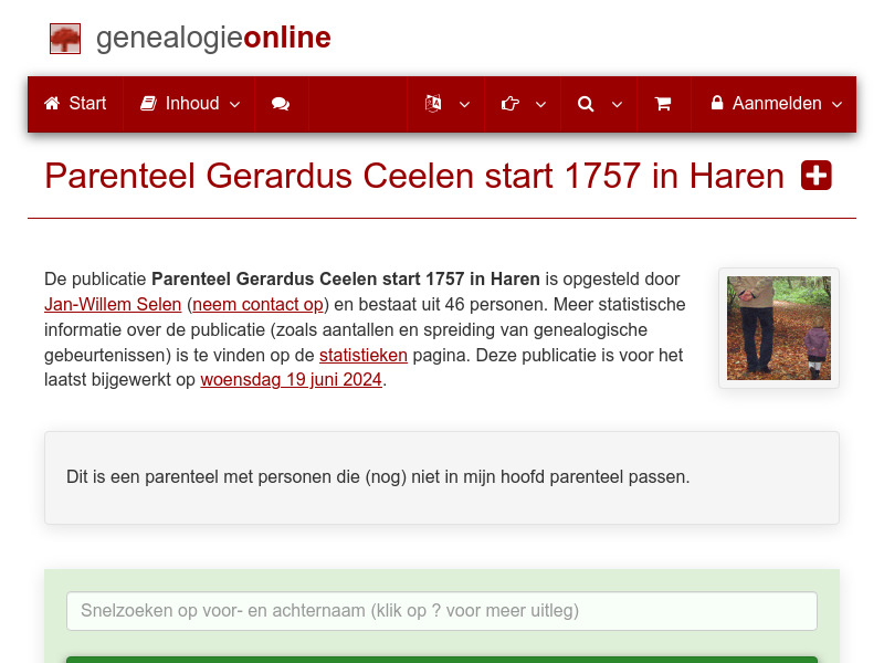 Screenshot van website