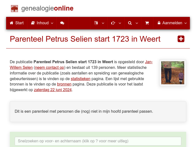 Screenshot van website