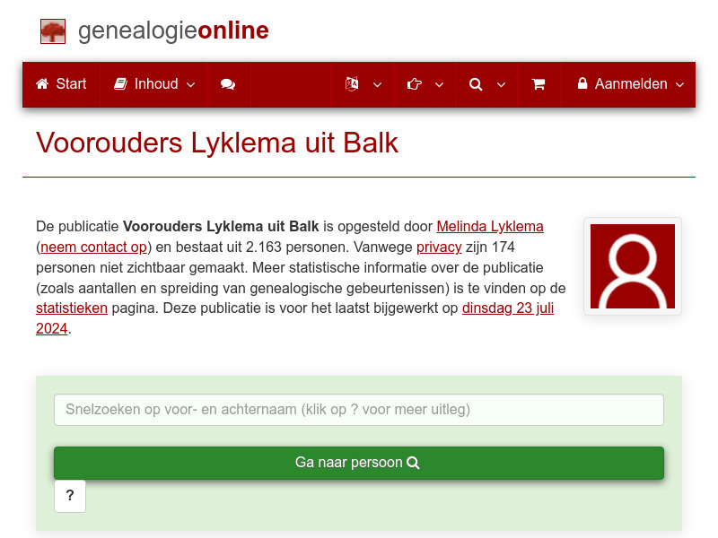 Screenshot van website