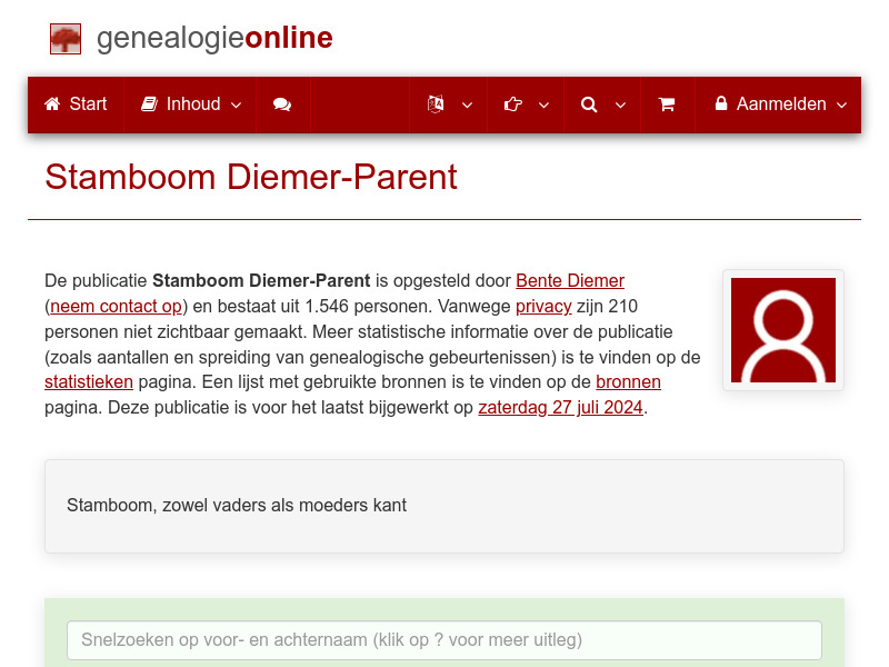 Screenshot van website