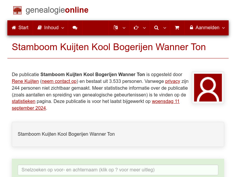 Screenshot van website