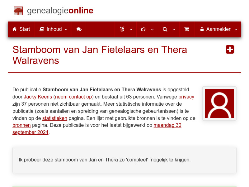 Screenshot van website