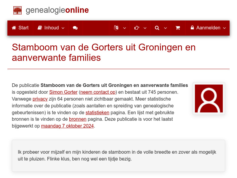 Screenshot van website