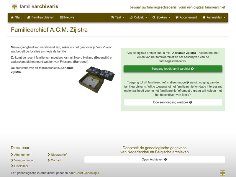 Screenshot van website