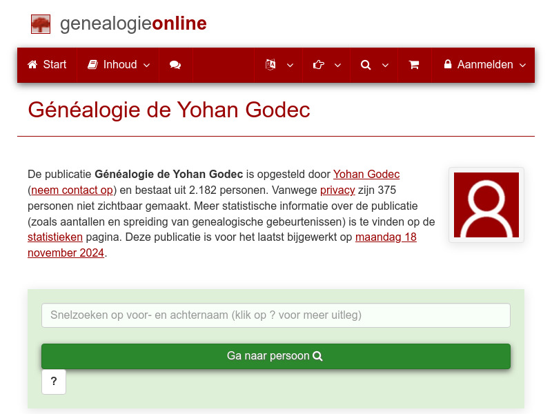 Screenshot van website