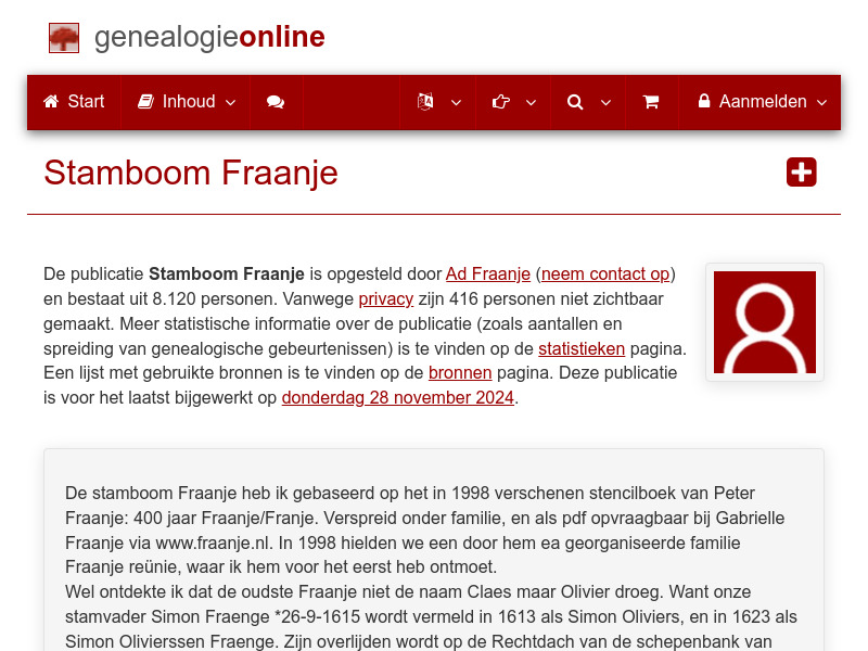 Screenshot van website