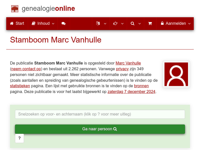 Screenshot van website