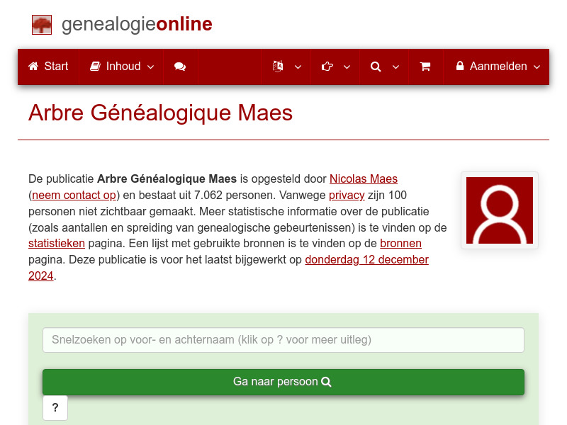 Screenshot van website