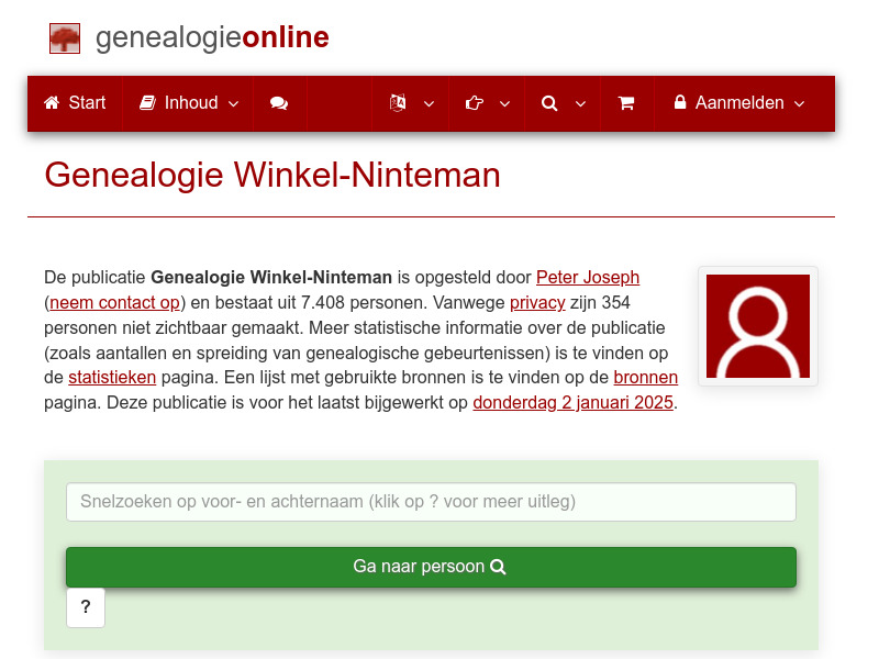 Screenshot van website