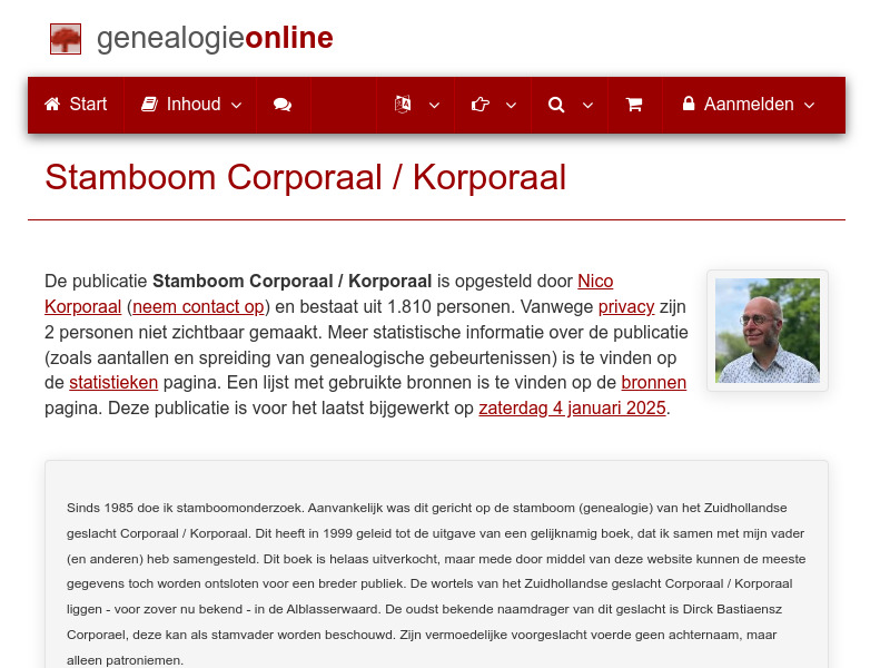 Screenshot van website