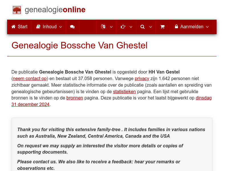 Screenshot van website