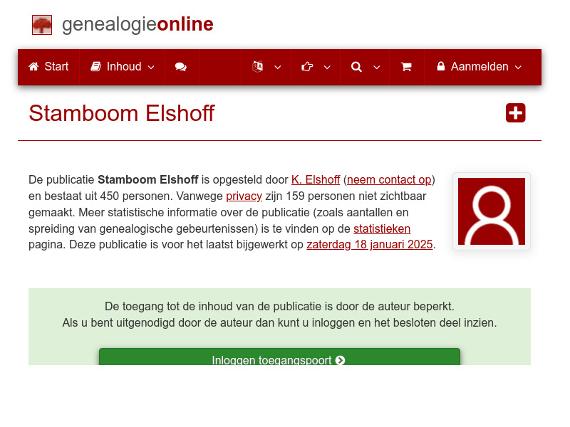 Screenshot van website