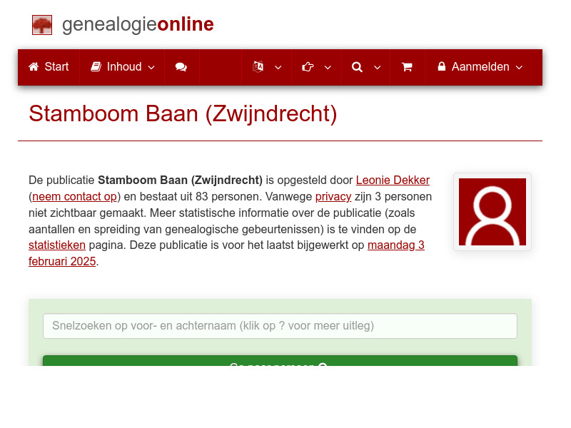 Screenshot van website