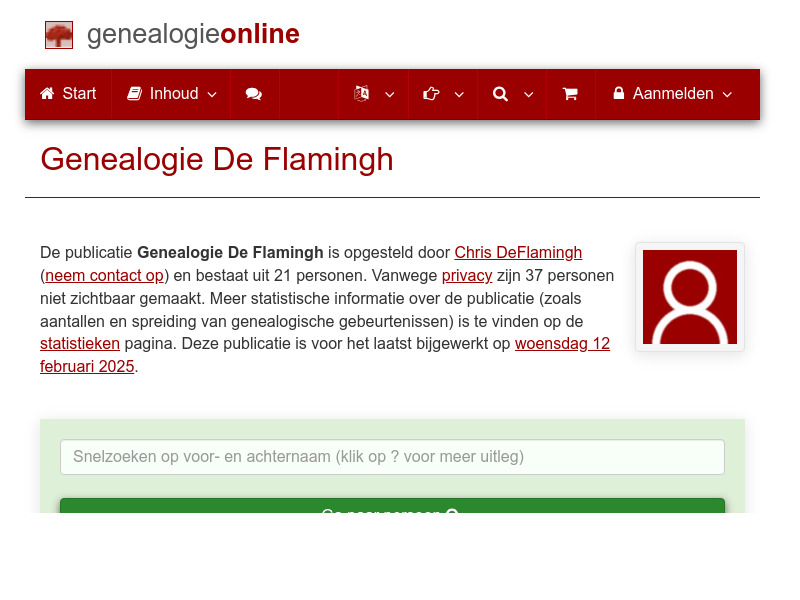 Screenshot van website