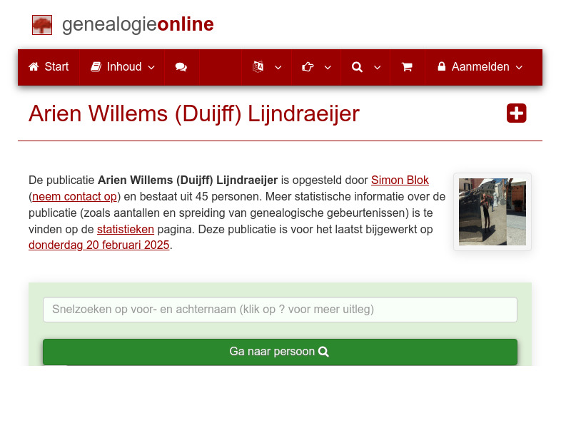 Screenshot van website