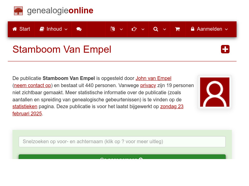 Screenshot van website