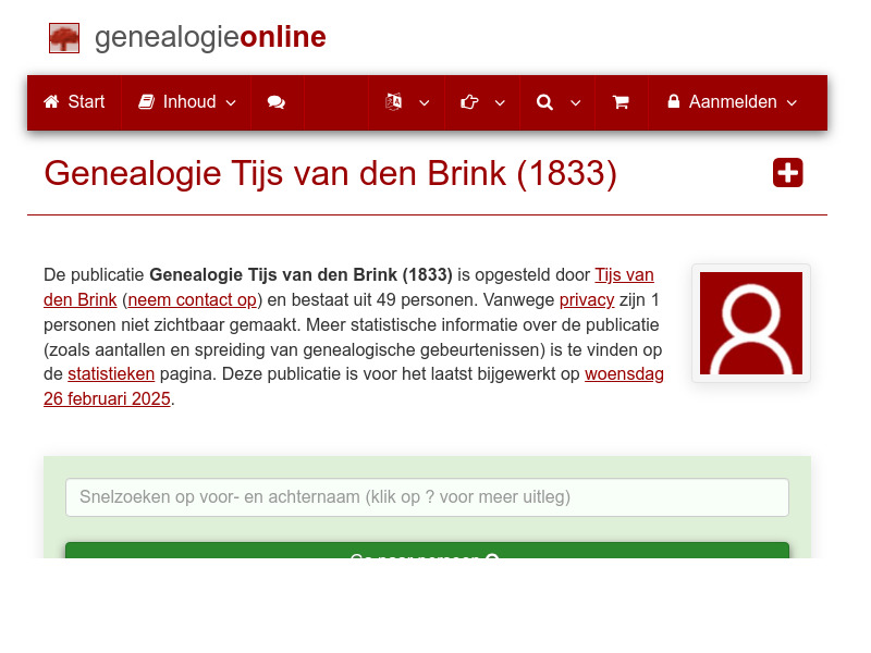 Screenshot van website