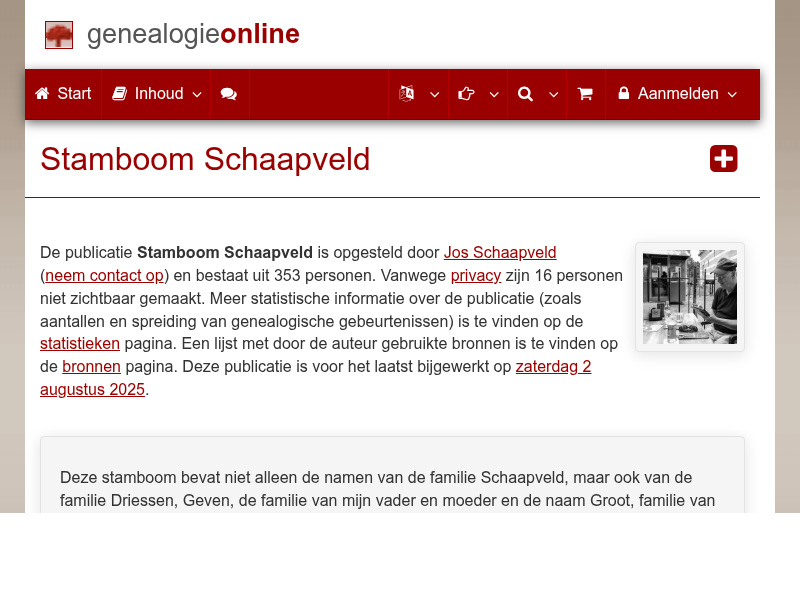 Screenshot van website