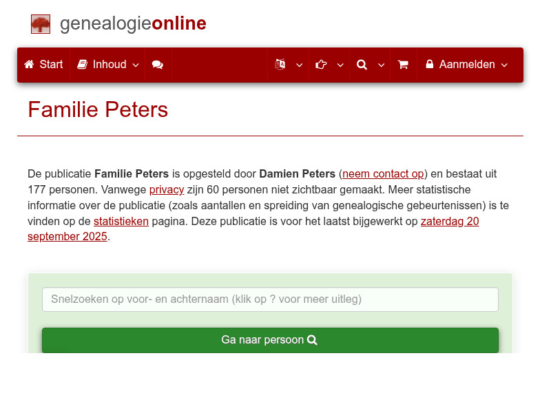 Screenshot van website