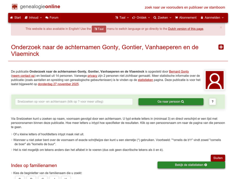 Screenshot van website