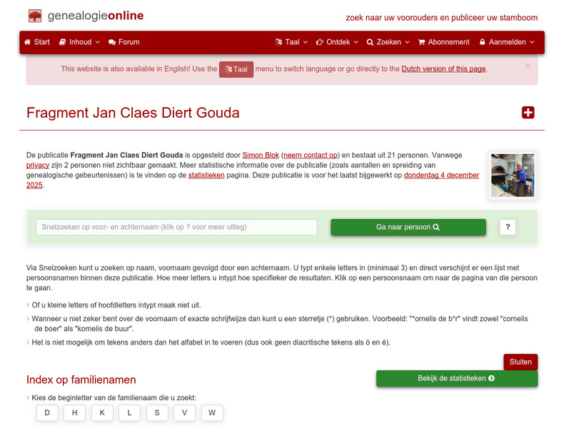 Screenshot van website