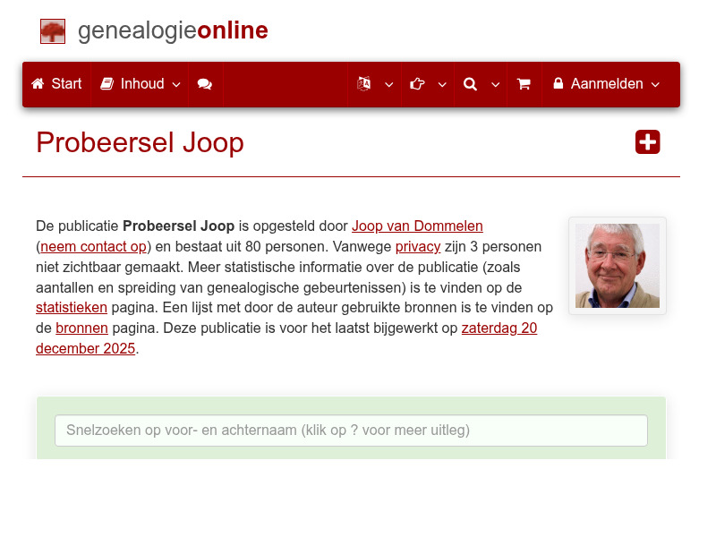 Screenshot van website