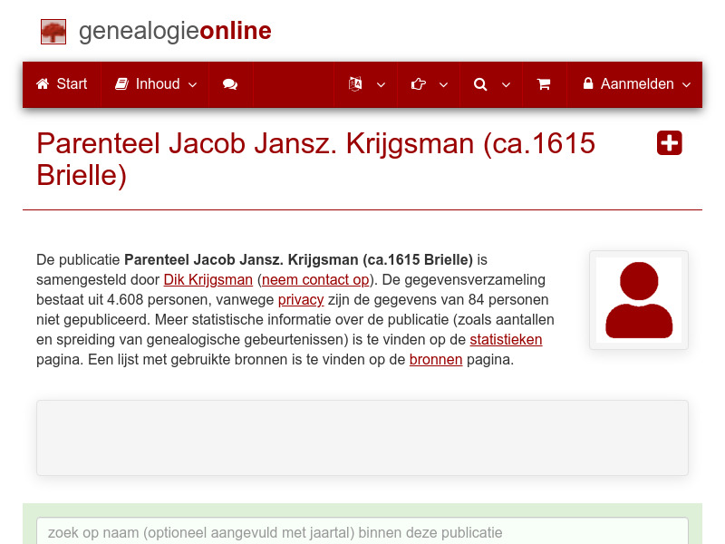 Screenshot van website