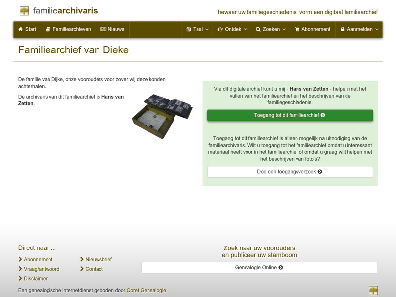 Screenshot van website