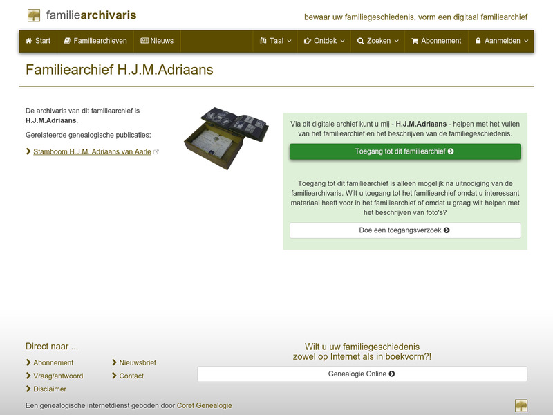 Screenshot van website