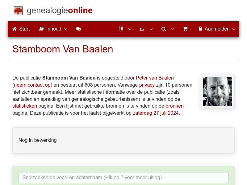 Screenshot van website