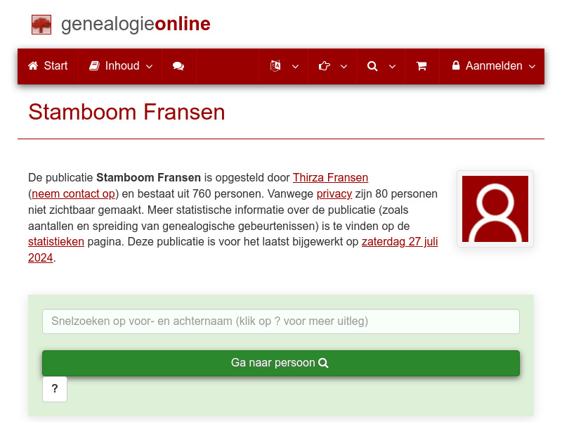 Screenshot van website