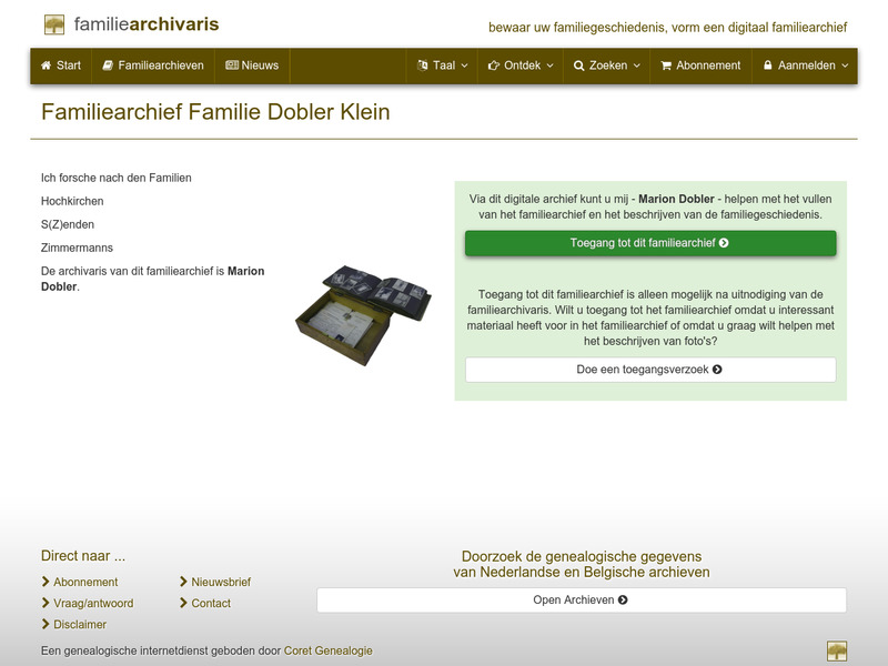 Screenshot van website