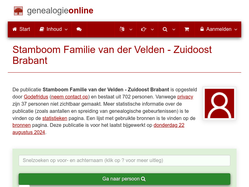 Screenshot van website