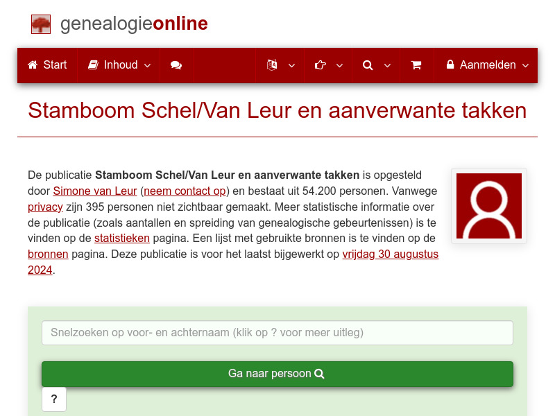 Screenshot van website