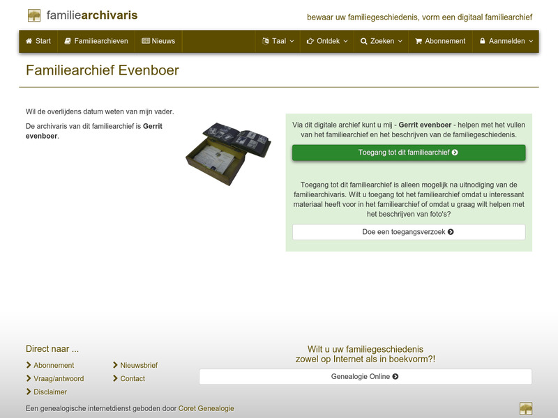 Screenshot van website