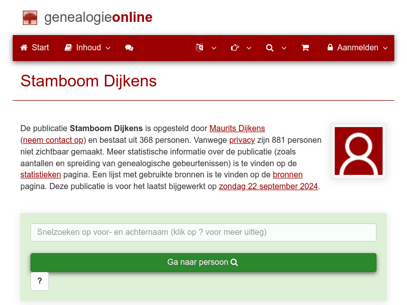 Screenshot van website