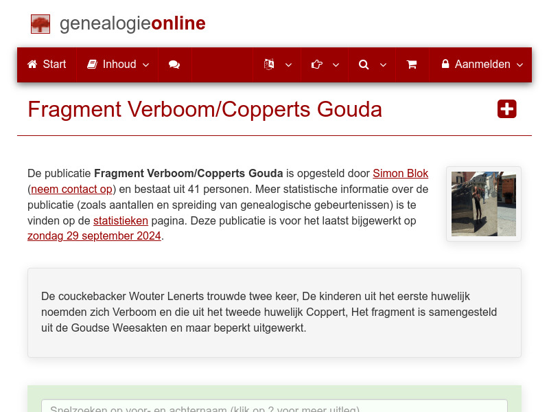 Screenshot van website