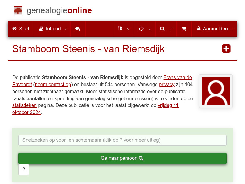 Screenshot van website