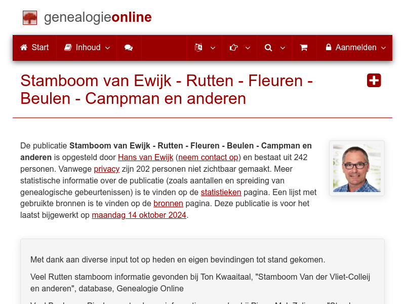 Screenshot van website