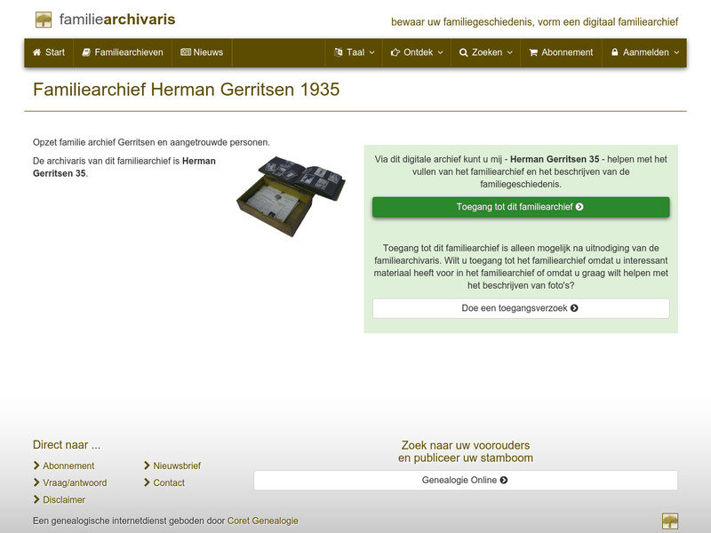 Screenshot van website