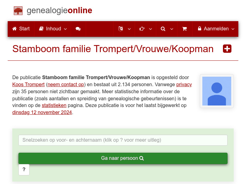 Screenshot van website