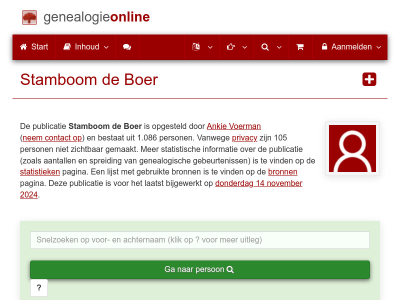 Screenshot van website