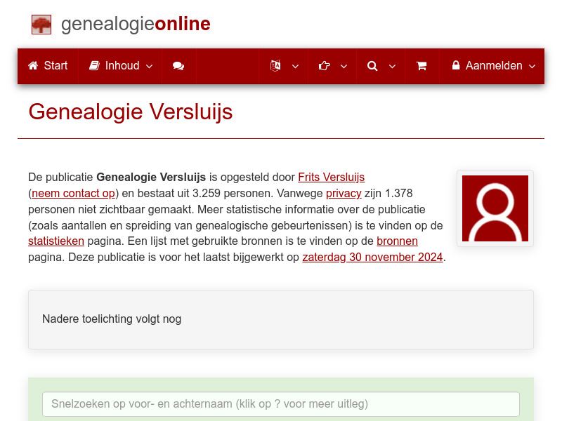 Screenshot van website