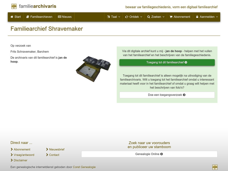 Screenshot van website