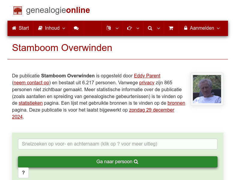 Screenshot van website