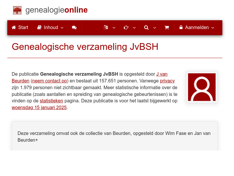 Screenshot van website