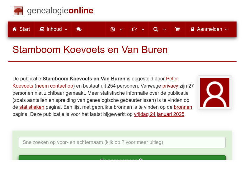 Screenshot van website