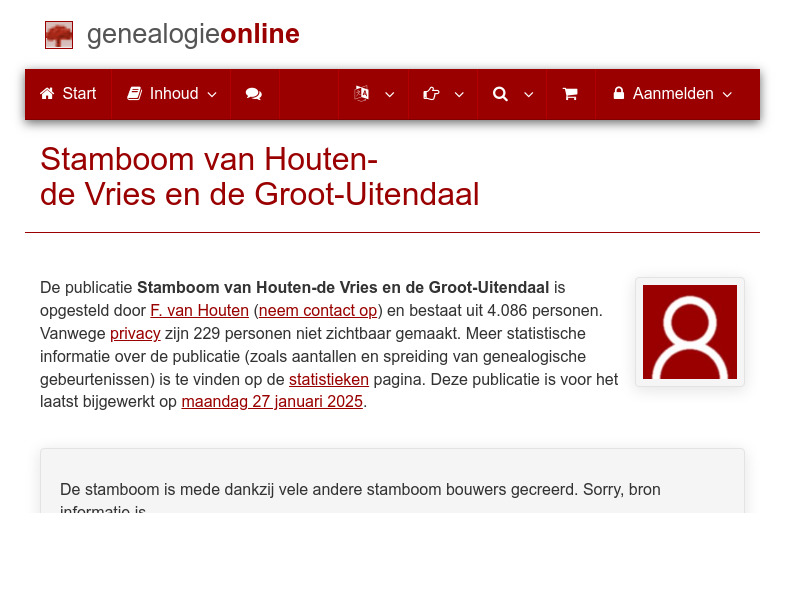 Screenshot van website